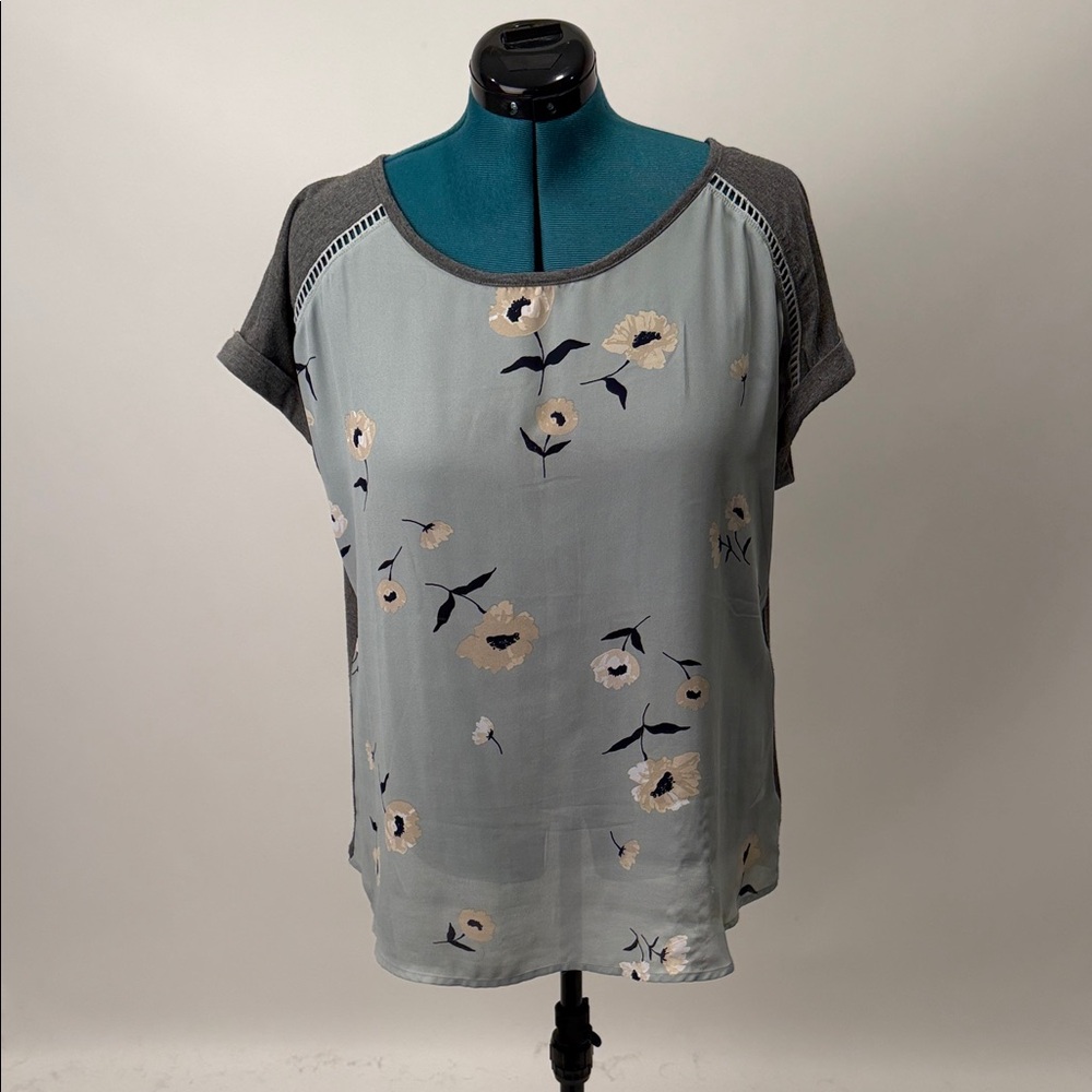 Maurices Floral Gray and Cream Blouse